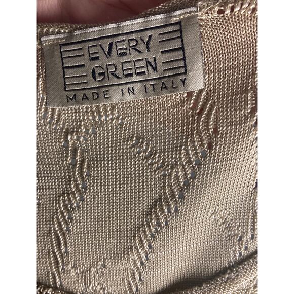 Every Green Vintage Italian Knitwear Beige Gold Sleeveless Tank Italy Lux ~ Sz M - Picture 6 of 8